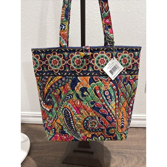 Vera Bradly Venetian Paisley Tote Hand Bag 10449-150 Cosmetic Bag NWT Retired - Picture 3 of 7
